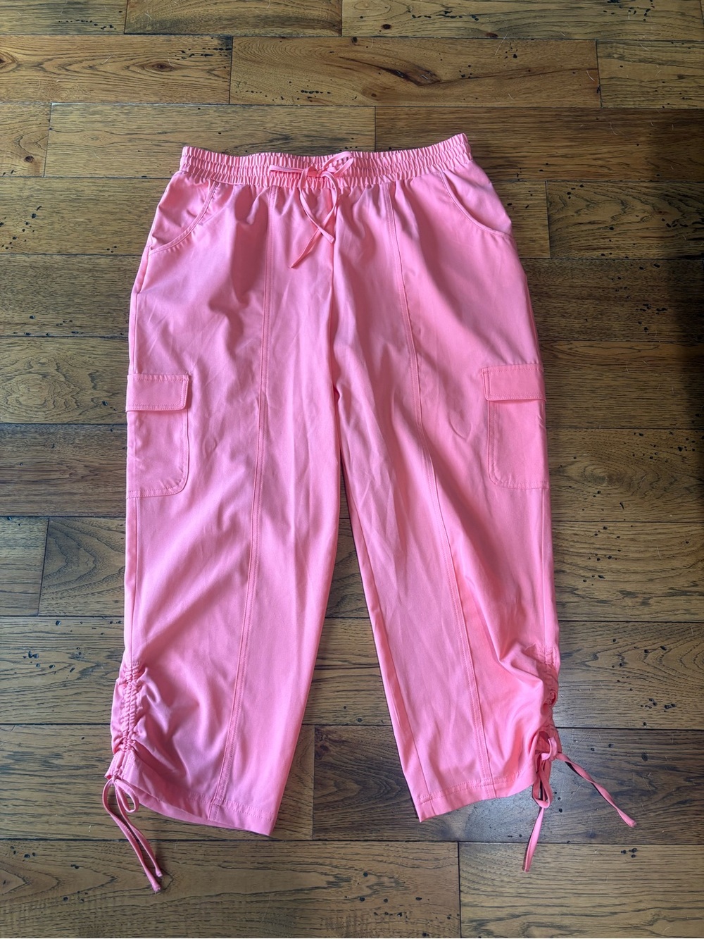 Cato Coral Pink Women’s High Rise Cargo Capris with Tie Hem Size Large